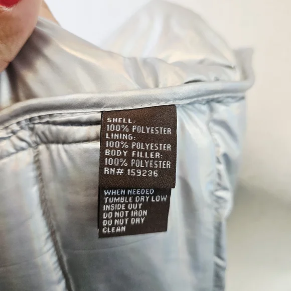 J. McLaughlin Holographic Silver Autumn Puffer Jacket size Small - Picture 12 of 12